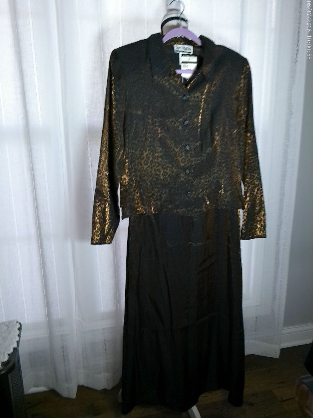 SHERI MARTIN NWT (2) Piece Lg Slve Collared Button-Up Leopard Jacket & Dress 12